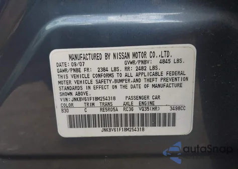 2008 Infiniti G35X из США, поврежденный, VIN JNKBV61F18M254318